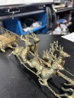 Vintage Solid Brass 8 Reindeer Pulling Sleigh Christmas Decor 19”L X 21/4” — photo 10