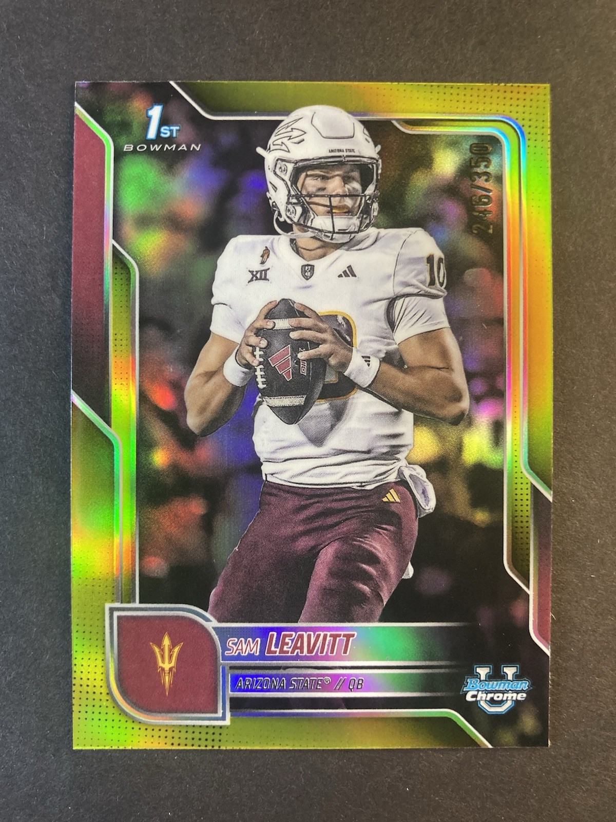 Sam Leavitt 2025 Bowman Chrome U True Yellow Refractor 246/350 #195 ASU