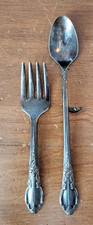 Vintage 1881 Rogers Enchantment Baby Spoon Fork Set Silverplate Flatware