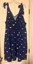 Women’s Plus SHEIN Curve 3x Navy Blue Yellow Butterfly Sundress Dress