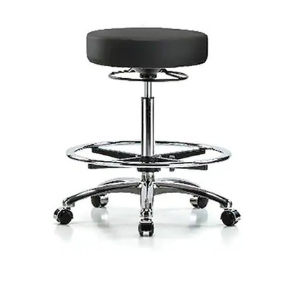 Bench Stool, Hi, Chrm, Vin, Cf, Castrs, Blk, Br-Vhbso-Cr-Cf-Cc-8540