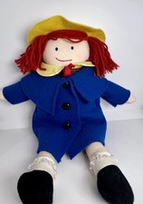 Vintage Madeline Doll Blue Coat Yellow Hat Stuffed Plush 15 Inch 1994