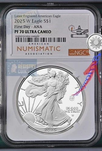 2025-W Proof $1 Laser Beam Engraved Privy Mark Silver Eagle NGC PF70 ANA SHOW