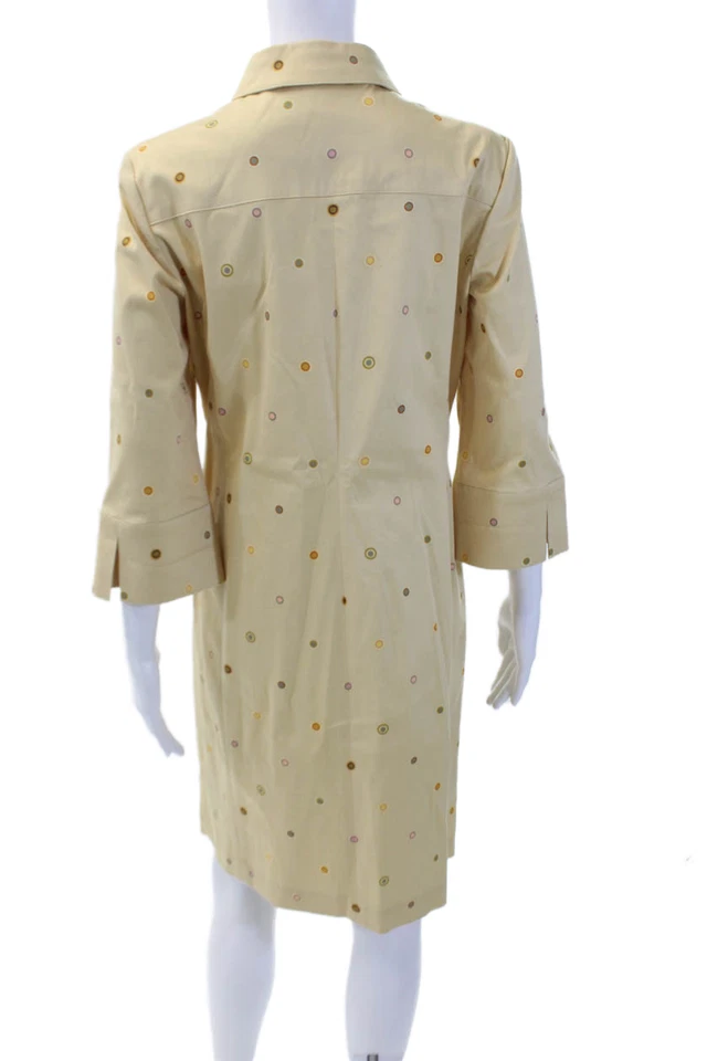 Linda Allard Ellen Tracy Womens Cotton Printed Collar Shirt Dress Yellow Size 8 - Image 3 of 4