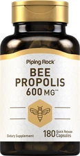 Bee Propolis Capsules | 600mg | 180 Pills | Extract Supplement | by Piping Rock