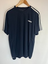 Image of Adidas Designed to Move 3 Stripe T-shirt | Blue/White | Men's | Medium | New