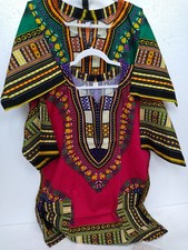 Lot Of 2 African Dashiki Print Shirt Men/ Women Top Blouse Sz XL