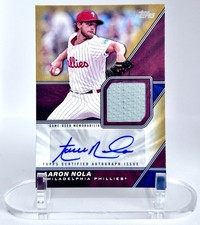 2026 Topps Aaron Nola Auto Relic /50 Gold Player Worn Major League Material