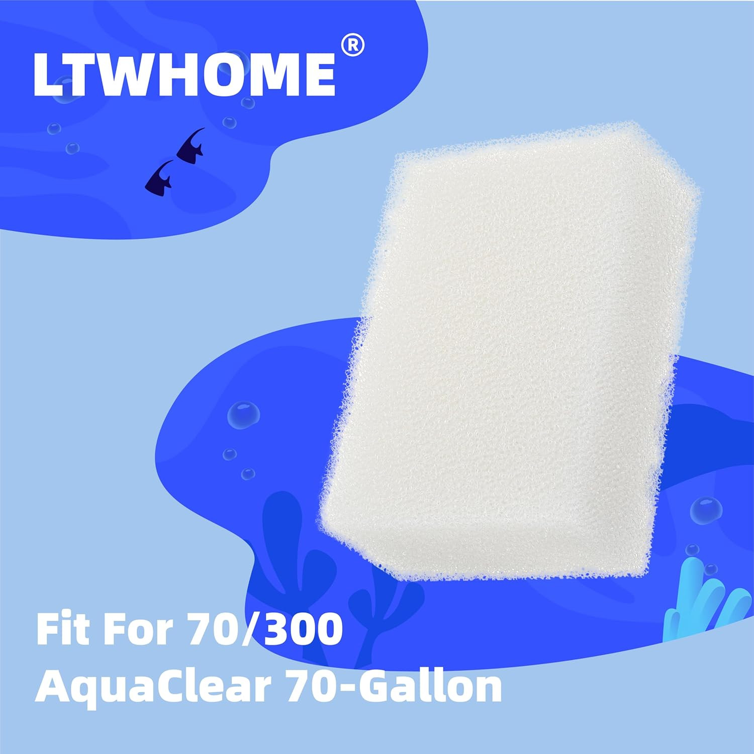 Foam Filter Pads Fit for Aqua Clear 70/300 Aquaclear 70-Gallon (Pack of 12)