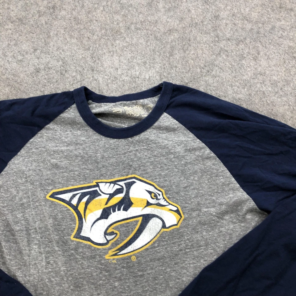 Nashville Predators Shirt Mens XL Navy NHL Hockey Long Sleeve Raglan Made USA - Image 4 of 4