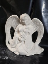 Sitting Angel Holding flowers 6" tall Ceramic Bisque Ready To Paint