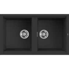 Elleci BEST 450 LGB45040 Lavello 2 Vasche Sopratop Granitek® Matt Nero 86x51 cm