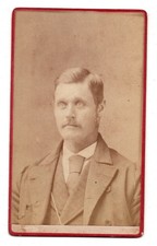 Antique CDV Circa 1870s Monson Handsome Man With Mustache IN Suit Middletown
