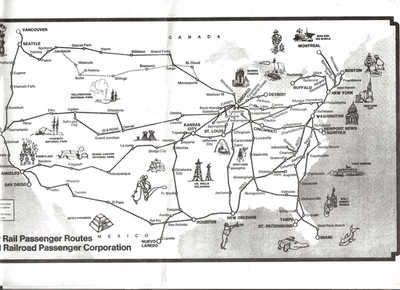 Amtrak America-Amtrak Passenger Service National Route Systems at start up 1972