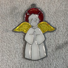 Vintage Christmas Ornament Stained Glass Sun Catcher Angel