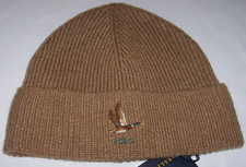 NWT Polo Ralph Lauren Caramel Brown FLYING DUCK GEESE Wool-Blend Knit Beanie Hat