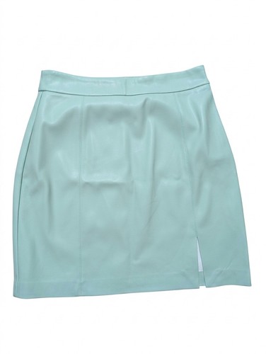 NWT Susana Monaco Faux Leather Mini Skirt Size M Mint Green Slit Side Zip