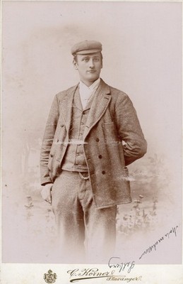 Handsome Hunky Man 1900s Antique Cabinet Card Photo C. Korner Stavanger Norway
