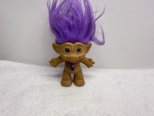 Vintage 1990s Ace Novelty Treasure Troll Doll Purple Hair Gem Belly PURPLE EYES