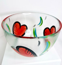 Kosta Boda Ulrica Hydman Vallien Hearts Art Glass Bowl 8.5  Sweden