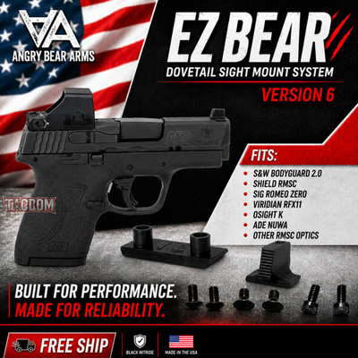 ANGRY EZ BEAR - V6 OPTIC DOVE MOUNT + FRONT SIGHT S&W BODYGUARD 2 OSIGHT K ROMEO