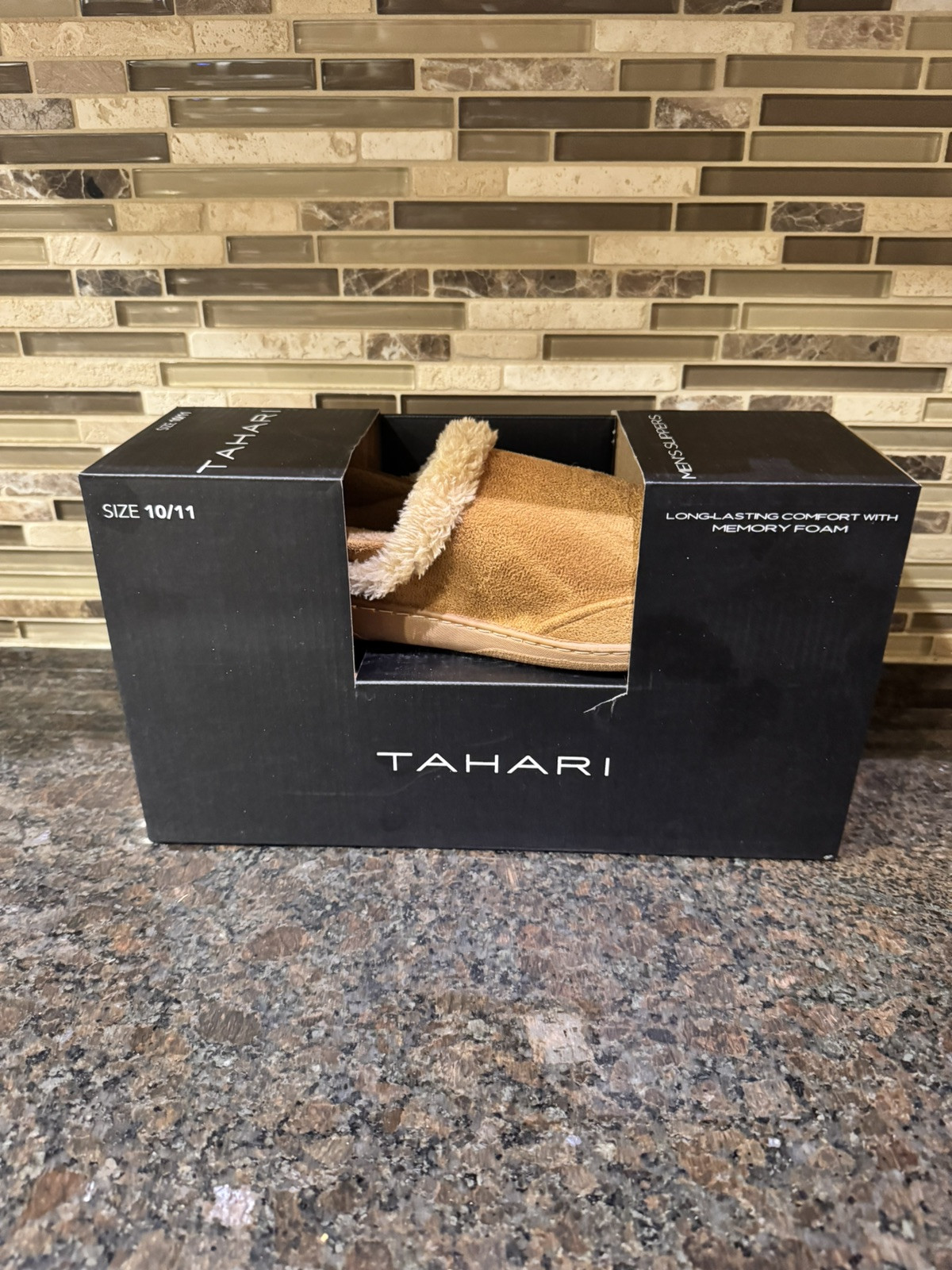 SAOLA Pantofole Uomo Leggere Suola Trazione Casa Scarpe Memory Foam Solette Cognac