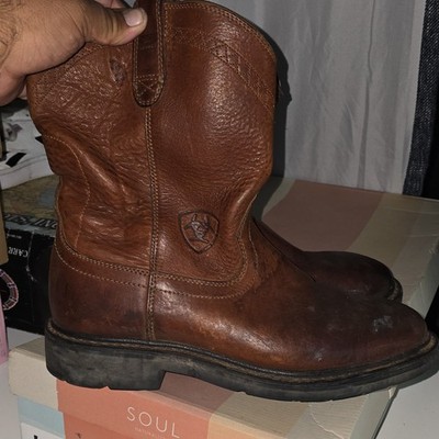 Ariat Men's Brown Leather Western Pull-On Boots Slip/Oil Resistant Round Toe 10D