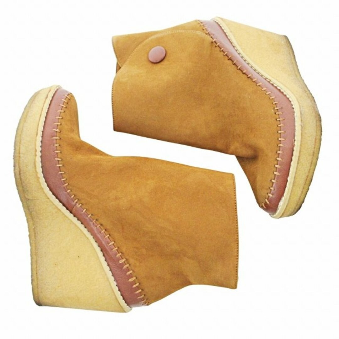 SAOLA Stella McCartney stivaletto corto scamosciato plateau suola crepe 37 24 cm marrone tè usa