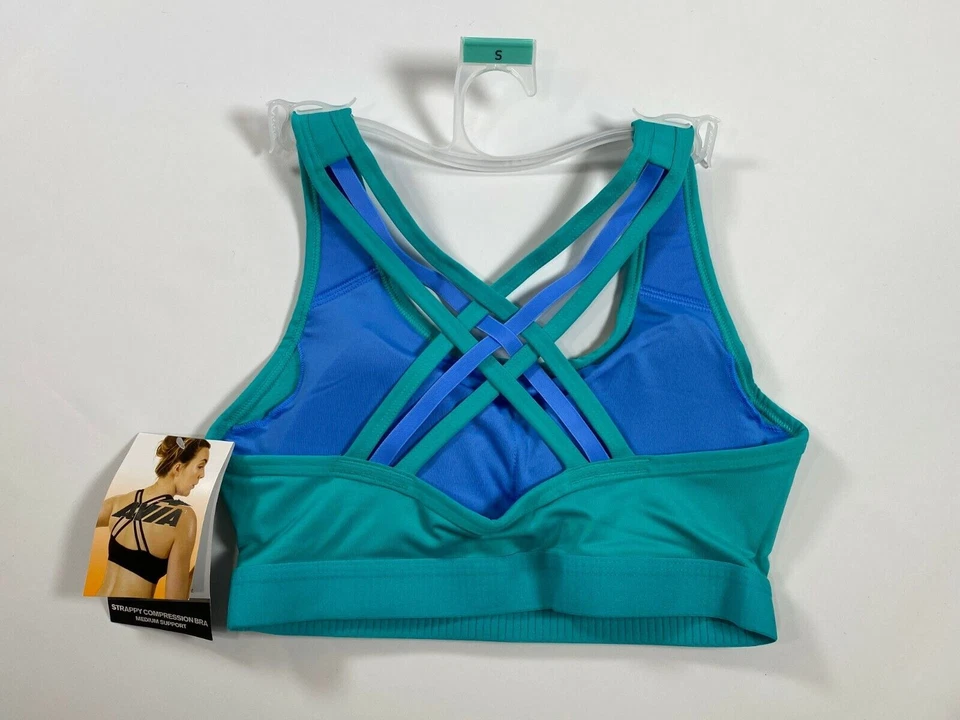 Sujetador de compresión para mujer Avia Aqua azul con tiras soporte medio XXL 2XL NUEVO Foto 2 de 4