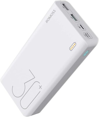 ROMOSS Portable Charger Power Bank 30000mAh 1 Count (Pack of 1), White