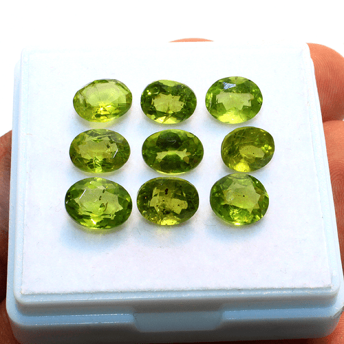 9 Pcs Natural Peridot Untreated 7-8mm Oval Faceted Cut Top Quality Gemstones Lot - Picture 8 of 13