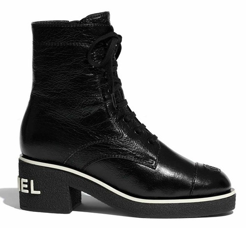Chanel 21C Black Patent White Logo 