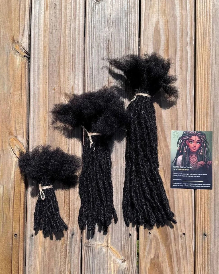 10 rizos texturizados interlocados cabello humano extensiones rastas, puntas romas, longitud: Foto 3 de 4