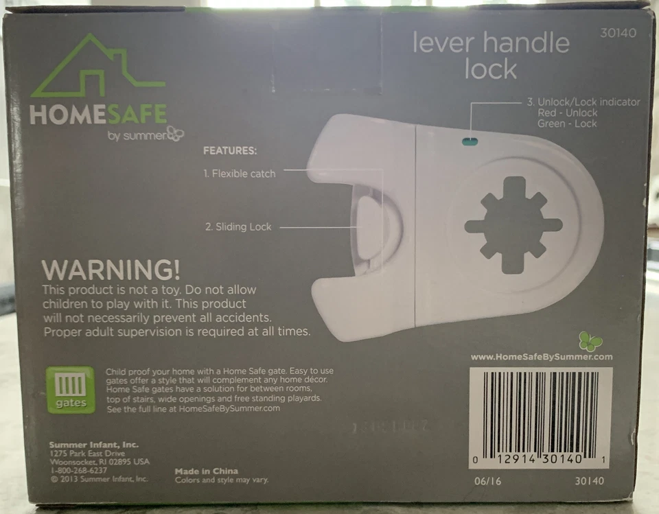 Bloqueo de manija de palanca Homesafe a prueba de niños por Summer Infant nuevo #30140 Foto 2 de 4