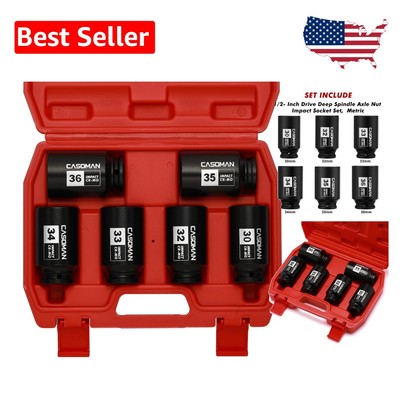 6-Piece 12-Inch Drive Metric Deep Impact Socket Set - Durable Chrome Molybdenum