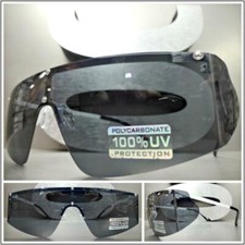 FUTURISTIC ROBOT SPACE Wrap Around SHIELD Style SUNGLASSES White Frame Dark Lens