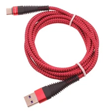 Type-C 6ft USB Cable Charger Cord Power Wire USB-C Long Red for Cell Phones