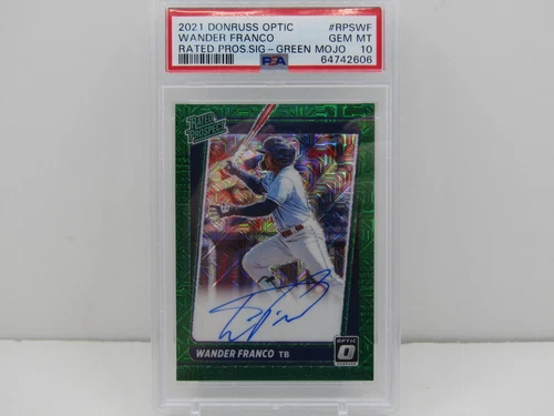 WANDER FRANCO 2021 DONRUSS OPTIC RATED PROSPECT GREEN MOJO AUTO! #47/99! PSA 10!