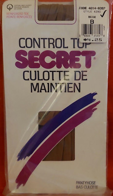 Vintage Pantyhose Secret Control Top Color Beige Size B BLACH1