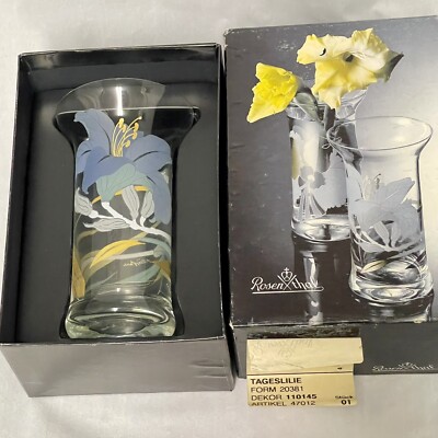 Rosenthal Crystal Vase Tageslilie Tiger Lily Signed Gisela Muller-Behrendt 