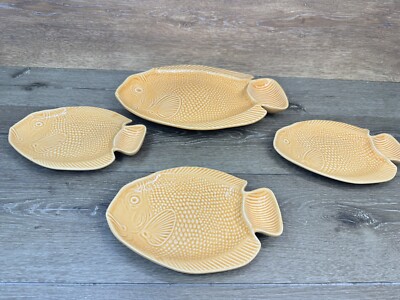 1960 s  Japanese MCI Pottery  14  Fish Platter And 9  Side Plates~4 Pc Set