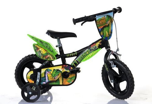Dino Dinosaur Bike 12" Kids Single Speed Boys First Bicycle Stabilisers - 第 1/1 張圖片