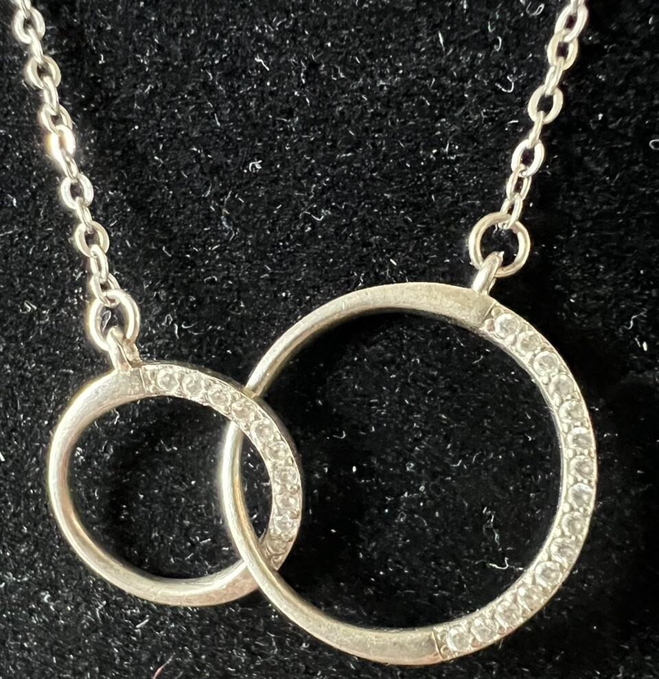 Sterling Silver Moissanite  Interlocking Double R… - image 2