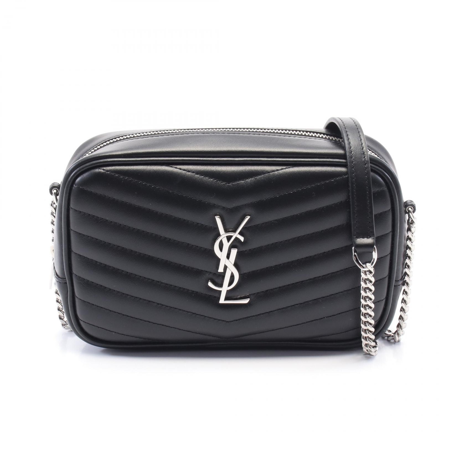 SAINT LAURENT LOU Mini borsa a tracolla catena 748849DV7021000 pelle nera NUOVA