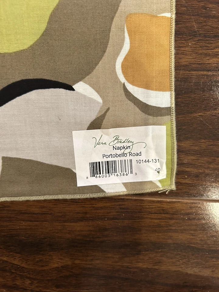 "Juego de 4 servilletas de tela grandes Vera Bradley PORTOBELLO ROAD NUEVAS CON ETIQUETAS 20x20""" Foto 2 de 4