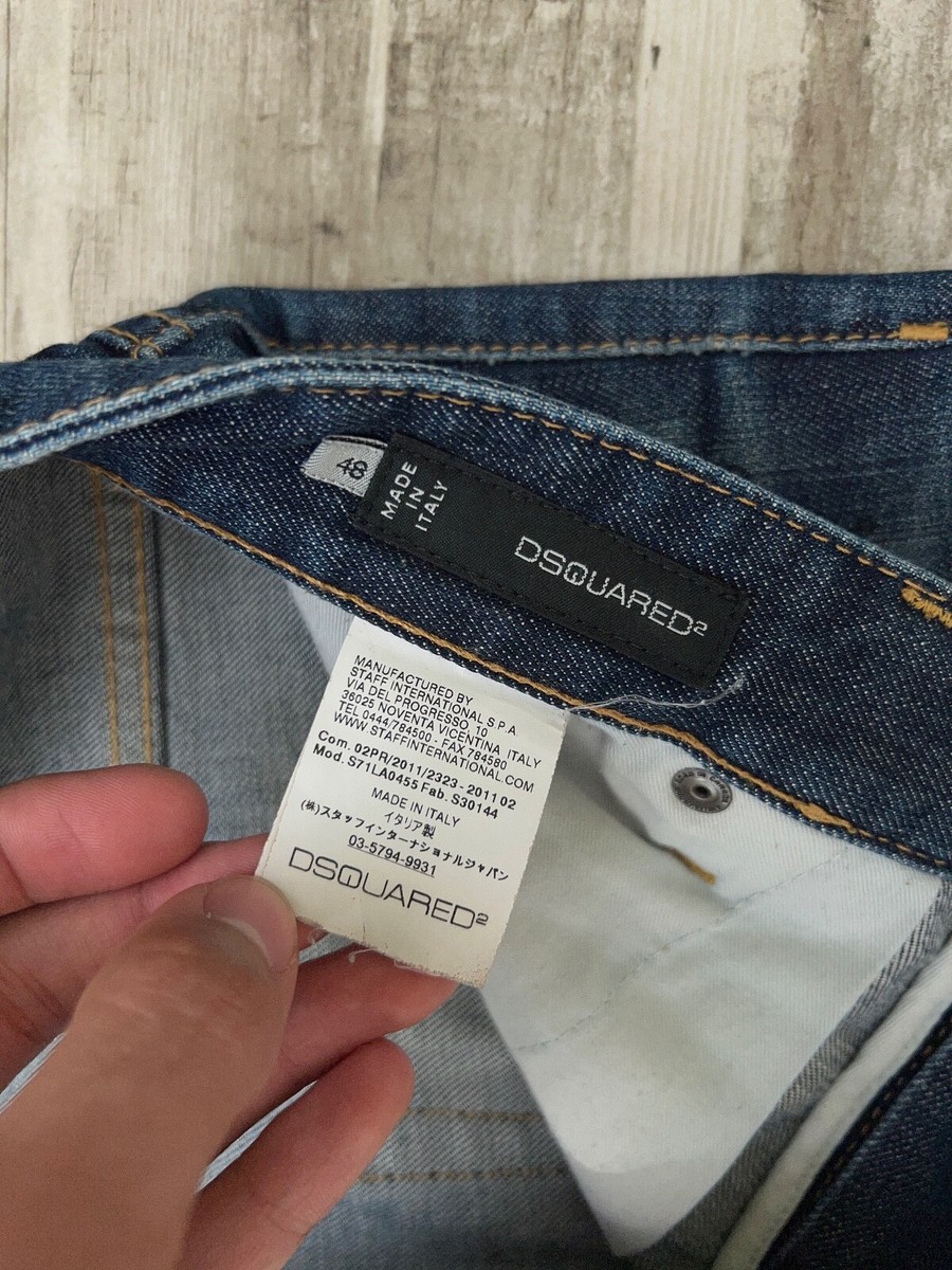 Mens Dsquared2 Jeans Denim Navy Blue Cotton Size 48 Made in Italy 