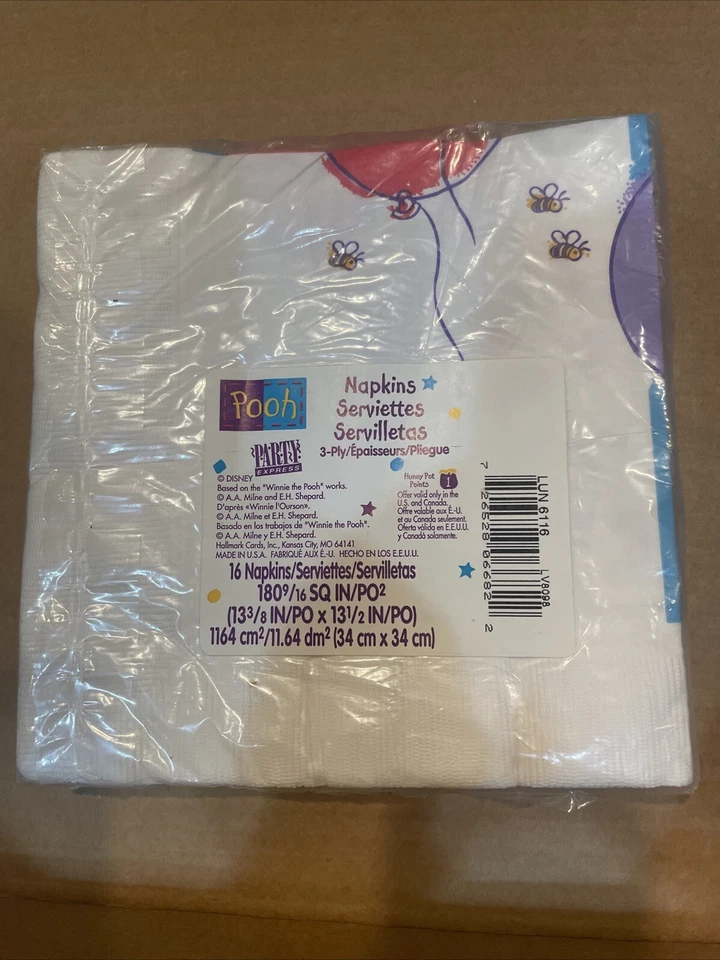 Hallmark Winnie The Pooh Party Napkins Quantity 16 Sealed 90s - Image 2 of 2