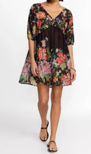Johnny Was Metalli Notte A-line Cover Up Dress Floral Multi XS;NWT