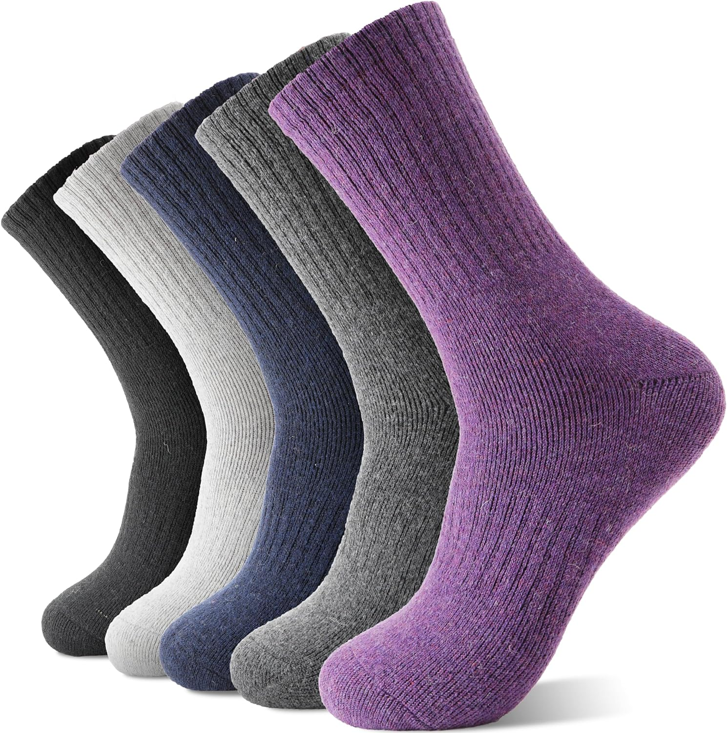 5 Pack Merino Wool Hiking Socks for Women Warm Winter Thick Thermal Cozy Boot Wo