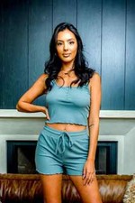 Womens New 2PC Blue Green Sleep  Lounge Pajama Cami Top Short Set Size Small